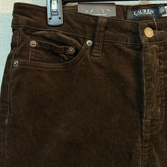 NWT Lauren Ralph Lauren Jean Women 10P Brown Mid Rise Straight Leg Corduroy Pant - Picture 3 of 10